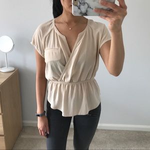Aritzia Wilfred cream wrap blouse Small